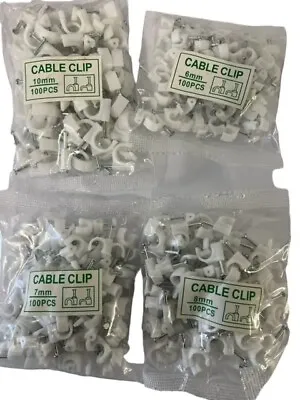 £12.99 • Buy 400 Round White Cable Clips 6mm 7mm 8mm 10mm  Cable Cuts®