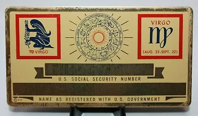 Metal Virgo Zodiac Social Security ID Card Custom Engraved [080CHR] • $7