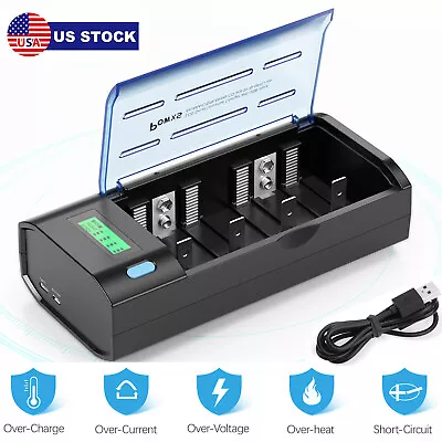 Universal LCD Charger For AA AAA C D 9V Size Rechargeable Battery • $17.99