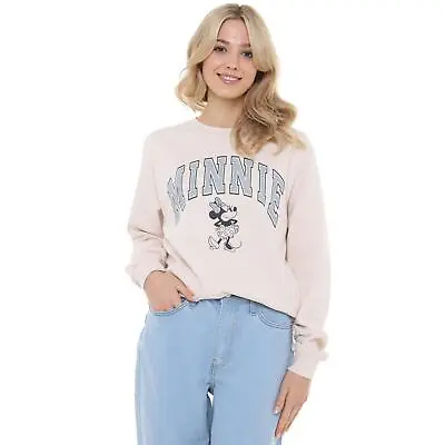 Disney Womens Sweatshirt Minnie Mouse Collegiate Jumper Top S-XL Official • £19.99