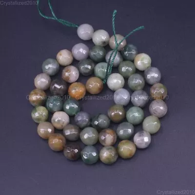 Faceted Natural Green Jade Gemstone Round Spacer Beads 4mm 6mm 8mm 10mm 15.5  • £8.05