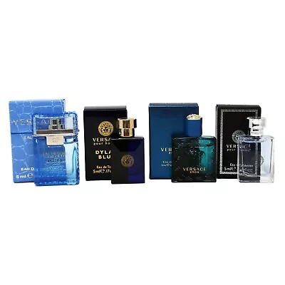 Versace 4pc Miniature Gift Set For Men Eau Fraiche Dylan Blue Eros Pour Homme • $37.95