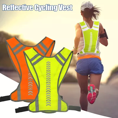 Adjustable Reflective Vest Safety Jacket For Running Jogging Cycling Motorcycle • $10.71