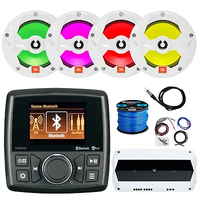 Marine Audio MA112 Radio Receiver 4x 6.5  LED Speaker Amp W/Kit Wire Antenna • $667.99