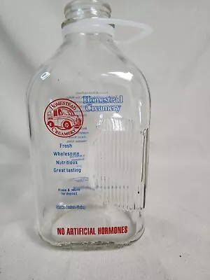 Homestead Creamery Glass Milk Bottle No Lid 2018 Burnt Chimney VA 64oz US Handle • $14.99