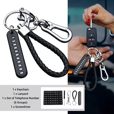 Car Keychain With Anti-lost Phone Number Tag Charm Key Ring Key Chain Accessory • $6.18