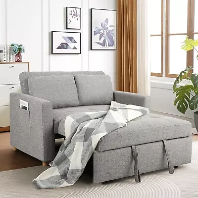 3-in-1 Convertible Sofa Bed Pull Out Couch Bed Linen Fabric Loveseat +2 Pillows • $389.99