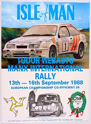 1988 Original Manx International Car Rally Poster Mini Cooper Sierra Cosworth • £50