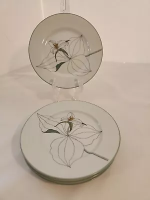 Block Spal Watercolors Trillium 6  Bread Plates Mary Lou Goertzen 1981 Set Of 4 • $15.19