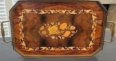  Wooden Marquetry Floral Inlay Italian Tray  • $89.99