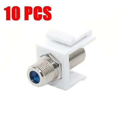 10 Pack F 3GHz Keystone F-81 Coax Jack Snap-In Cable TV Coupler Connector RG6 • $11.95