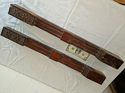 $55 • Buy Pr 26  Square Reeded Decorated Columns Architectural Salvage Carved Wood 
