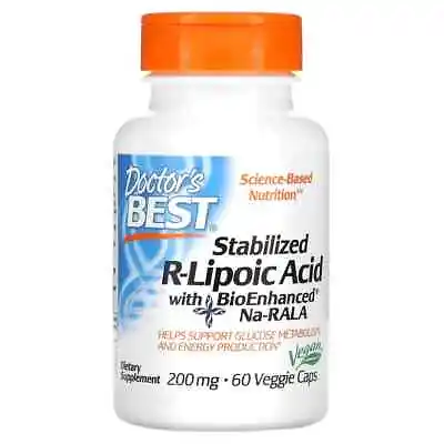 Doctor's Best Stabilized R-Lipoic Acid With BioEnhanced Na-RALA 200mg 60 Vcaps • £40.99