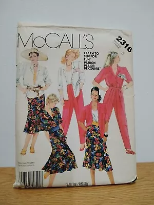 1980s Shirt Skirt And Trouser Sewing Pattern McCalls 2316 • £5