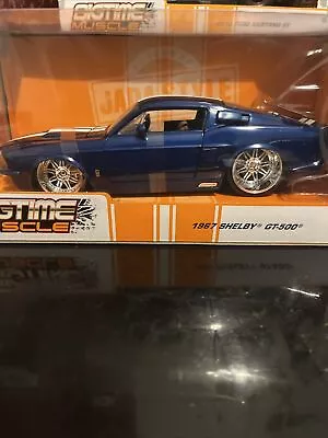 1967 Ford Mustang Shelby Gt500 Dark Blue 1/24 Diecast Model Car By Jada • $30