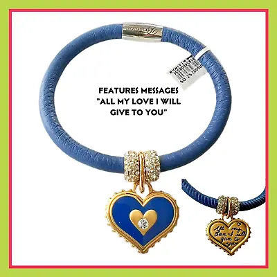 BRIGHTON BLUE WOODSTOCK Charm Bracelet W/ Reversible Heart Charm Glitter BEADS • $89.95