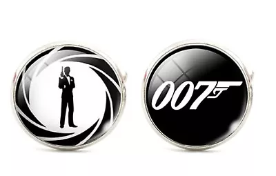 £4.99 • Buy Gift Bag 9 Silver James Bond 007 Cufflinks Quality Round Cuff Links UK Seller IO