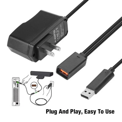 For Xbox 360 Kinect Sensor USB A/C AC Power Supply Adapter Cable Charger X360 PC • $10.09