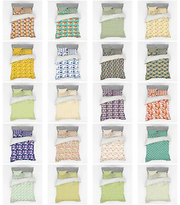 Ambesonne Leaves Design Bedding Set Duvet Cover Sham Fitted Sheet In 3 Sizes • $90.99
