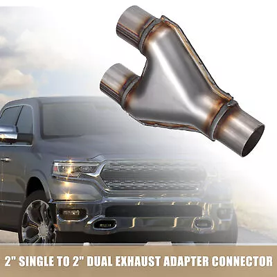 Universal Car Exhaust Y Pipe 2  Single To 2  Dual Exhaust Adapter Connector • $32.49