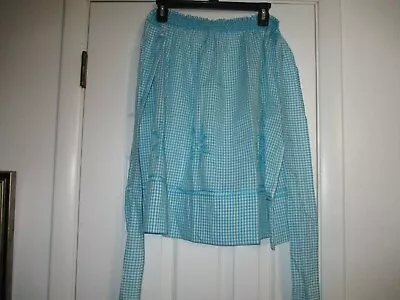 Vintage Apron--Blue Gingham With Chicken Scratch/Cross Stitch • $2.99