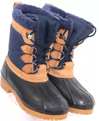 Eddie Bauer 7551 Navy Blue Duck Leather Winter Lace Up Snow Boots Men's 7 M • $27.98