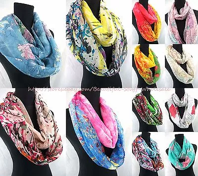 Lot Of 6 Abstract Flower Infinity Scarf Double Loop Infinity Scarf • $28.99