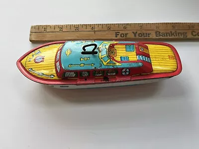 Vintage J. Chien Wind Up Toy Speed Boat Yacht With Propeller 8.5   Made In USA • $19.90