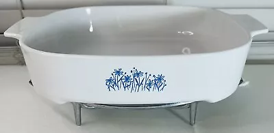 Vintage Corning Ware For Sears Blue Daisy 8.5   Microwave Browning Dish W/ Rack • $19.99