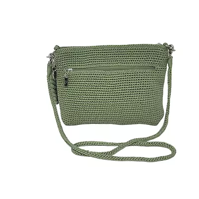 The SAK Lime Green Crochet Knit Crossbody Shoulder Handbag Purse • $22