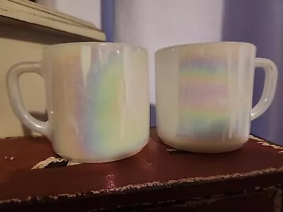 2 Vintage Federal Glass Iridescent Opalescence Coffee Mug  • $19.95