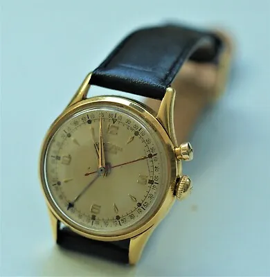 Rare Vintage Circa 1950's  VULCAIN CRICKET Alarm Mens 18k Solid Gold Watch • $3350