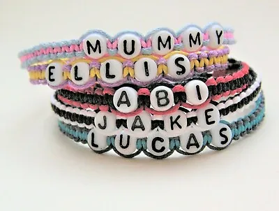 £3.95 • Buy 2 Colour Personalised Name Woven Bracelet,glass Letters Cotton Cord Child Adult 