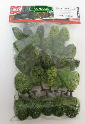 BNIB BUSCH 6587 N GAUGE 25 DECIDUOUS TREES WITH ROOTS / BASES (35mm - 55mm High) • £24.95