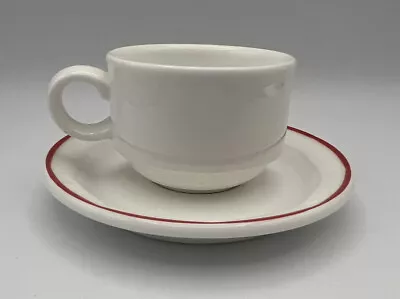 VILLEROY & BOCH Luxembourg Porcelain Tea Coffee Cup & Saucer White With Red • $12.99