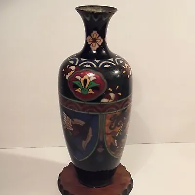 Meiji Period Japanese Silver Wire Cloisonne Vase With 19th C Vantine Label 9.5  • $195