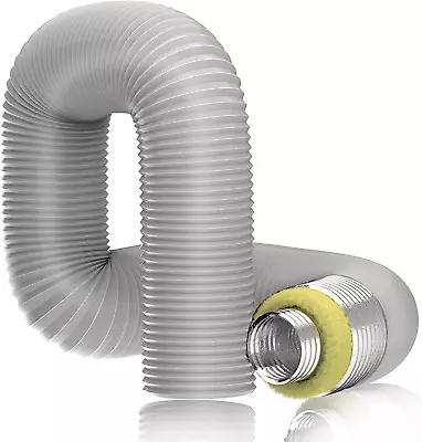 4'' Insulated Flexible Duct 4 FT Long Gray Noise Reducer Hose Silencer For Inli • $38.61