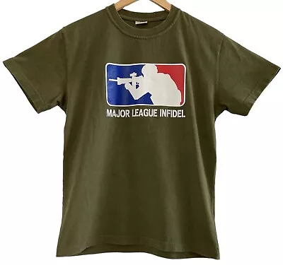 Major League Infidel MLI Graphic T-Shirt Athletic Fit Olive Green Mens Medium • $6.50