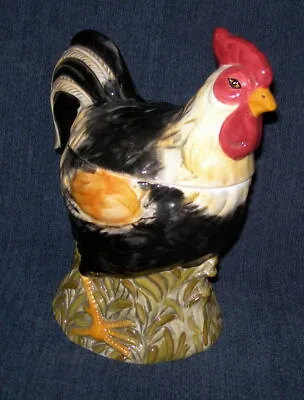 Tabletops Unlimited  CALDERONE  Hand Painted Cookie Jar ROOSTER. 11  X 11  WOW! • $24.99