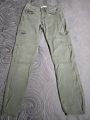Mudd FLX Stretch Pants Size 3 Utility Skinny Jeans Green Zipper Cargo Pockets • $14.99