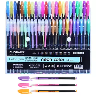 48 Unique Colors (No Duplicates) Gel Pens Gel  Pen Set For Adult Coloring Book • $9.78