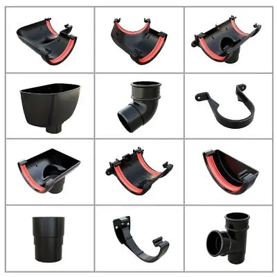 Black Round 112mm Guttering & Downpipe Fittings Freeflow Rain Water Systems • £16.99
