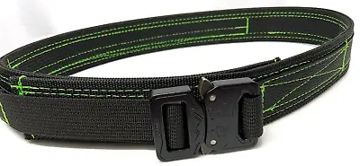 Austri Alpin Buckle Tactical Belt Black/Neon Green Durable Nylon Size 32  To 36” • $31.99