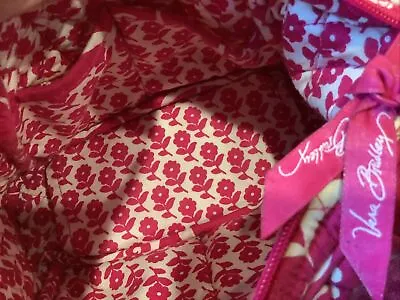 Gently Used ~Vera Bradley Red Twirly Birds Pink Purse Bag Tote • $16.62