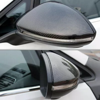$29.99 • Buy Pair Carbon Fiber Black Replacement Side Mirror Cover Caps For VW Golf GTI MK7 R