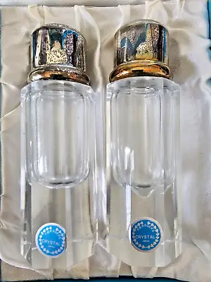 F.B. ROGERS SILVER CO. Cut Crystal Salt And Pepper Shakers From Japan - Vintage • $13