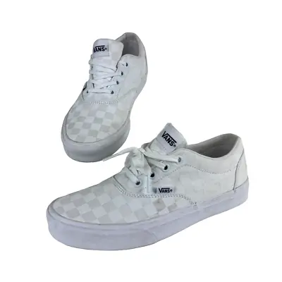 Vans Women Sz 8 White Checkerboard Lace Up Sneakers Skateboard Shoe Athletic • $28