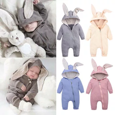 Cute Rabbit Bunny Ear Romper Jumpsuits Bodysuits For Baby Kids Newborn Toddler • £11.59