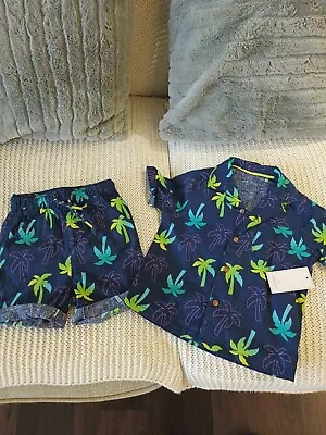 Mothercare Cute Boys Palm Tree Patterned Shorts & Shirt Outfit 12-18 Months Bn • $2.53