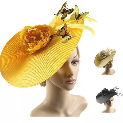 £8.58 • Buy Large Fascinator Wedding Headband Feather Ladies Day Race Royal Ascot Aliceband